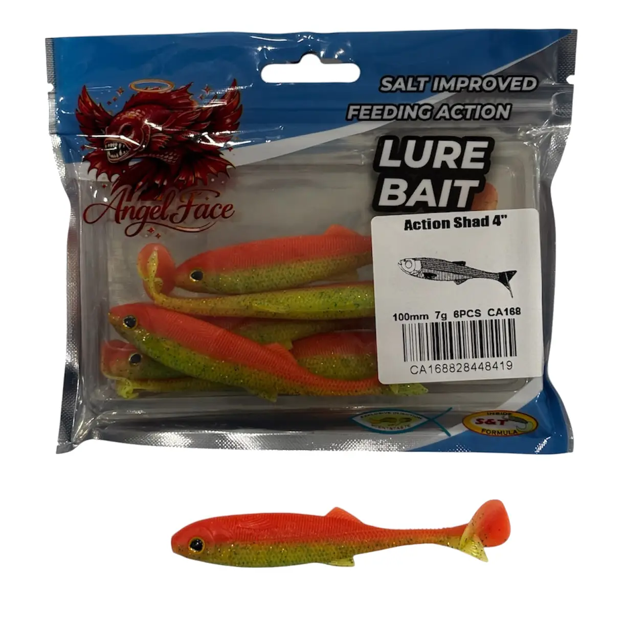 Angel Face Action Shad 10cm 7gr 6 Adet Silikon Yem - CA24 GS Glow