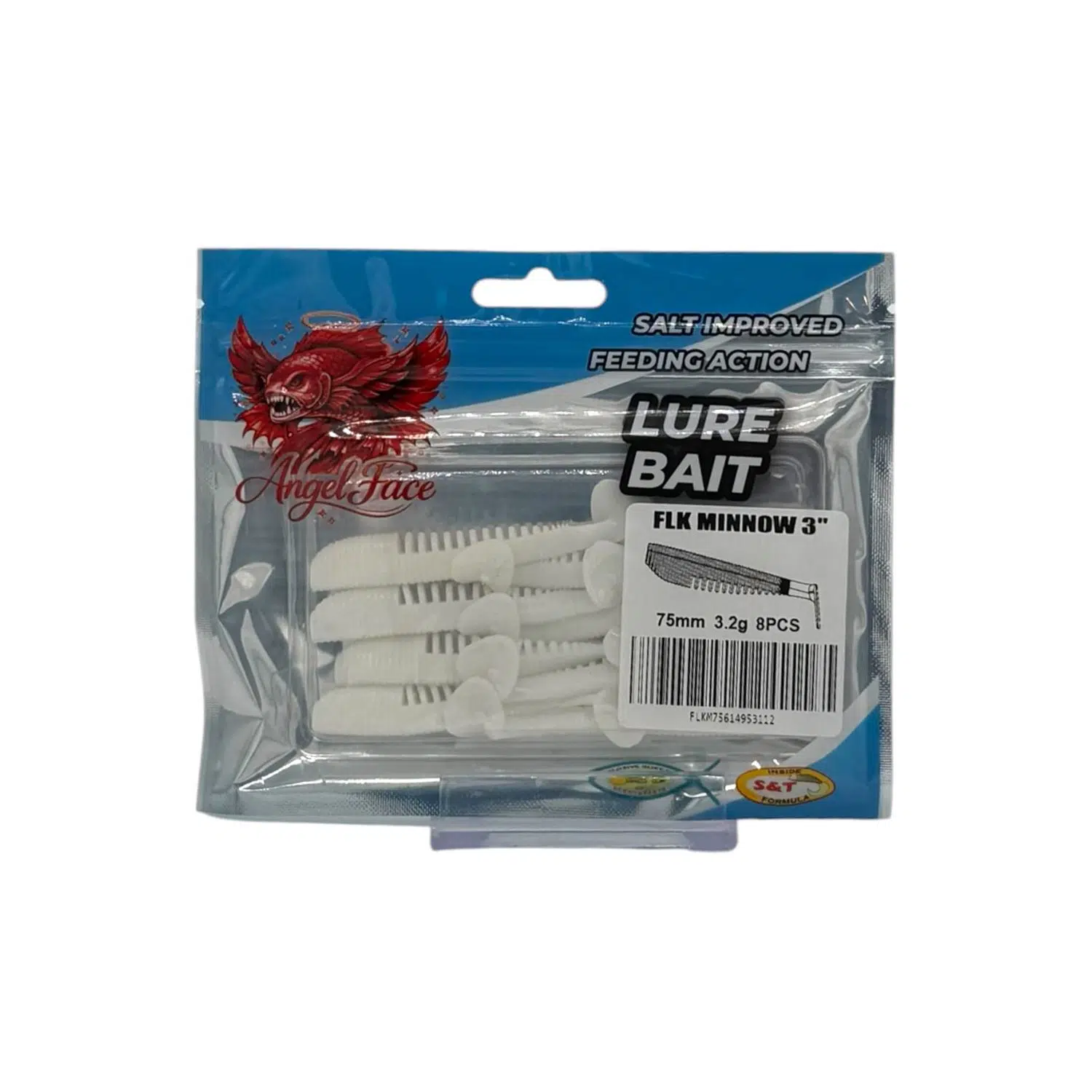Angel Face FLK Minnow 7.5cm 3.2gr 8 Adet Silikon Yem - White
