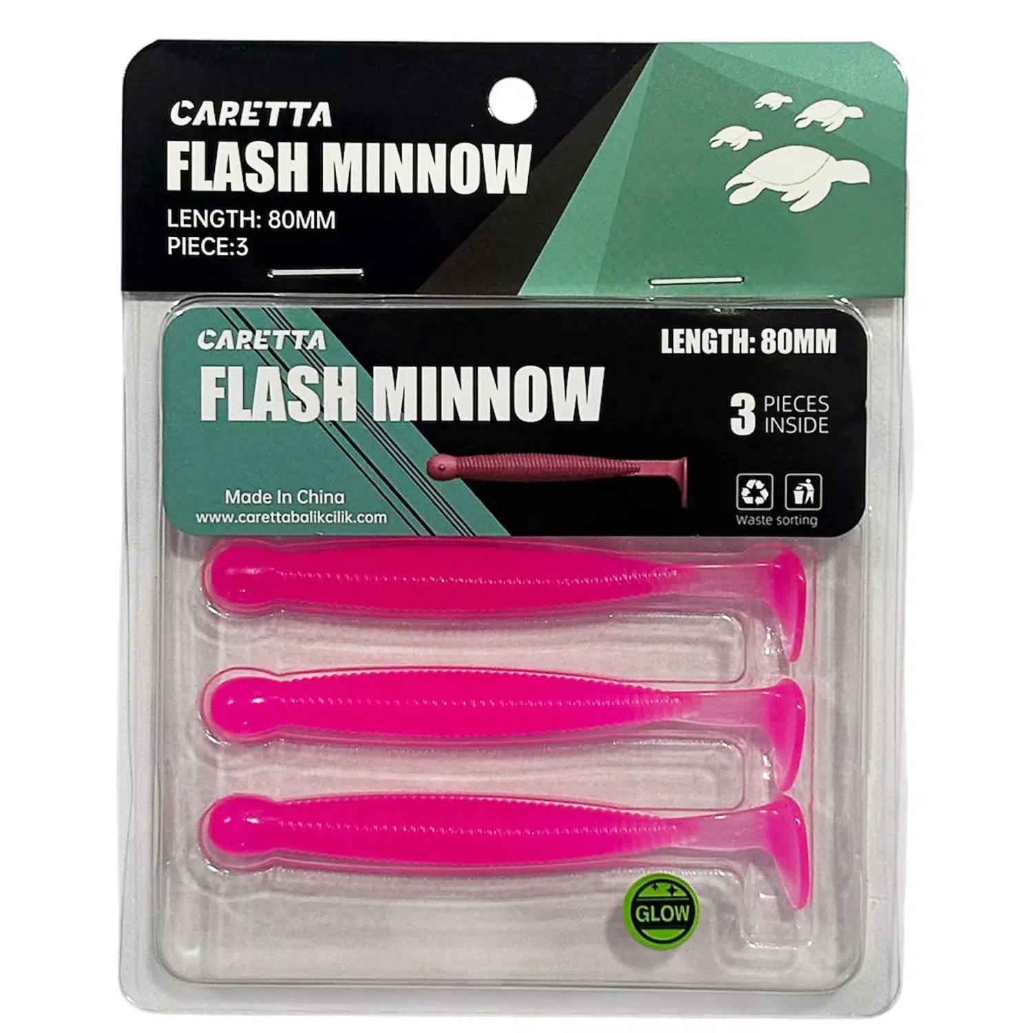 Caretta Flash Minnow 8cm 3.5gr 3 Adet Silikon Yem - Pink Glow