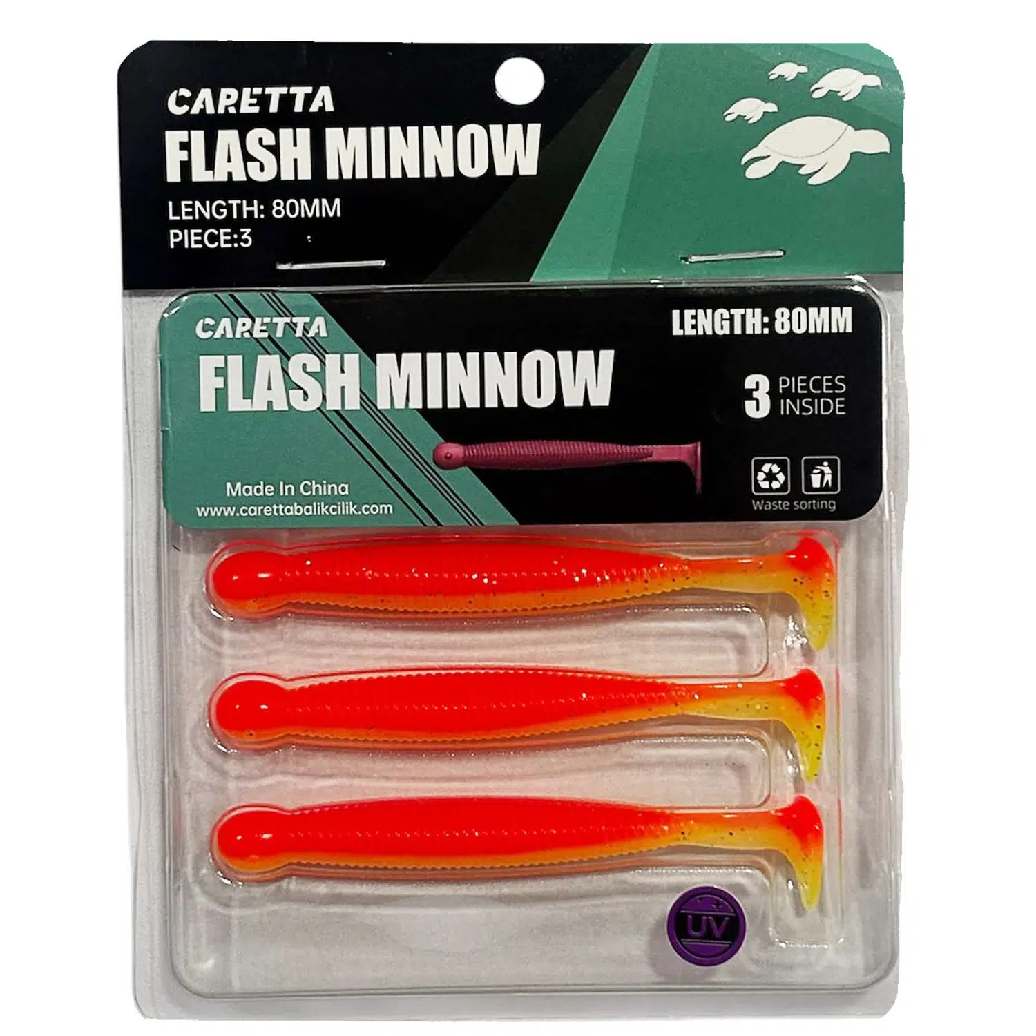 Caretta Flash Minnow 8cm 3.5gr 3 Adet Silikon Yem - Lemon Back