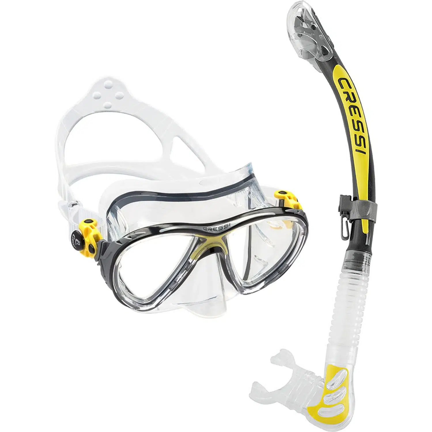 Cressi Big Eyes Evolution Maske Alpha Ultra Dry Şnorkel Seti - CLEAR/YELLOW
