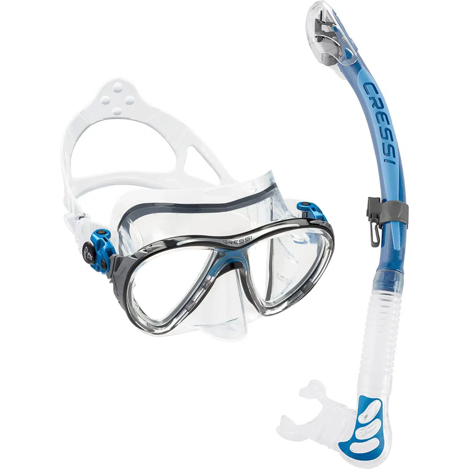 Cressi Big Eyes Evolution Maske Alpha Ultra Dry Şnorkel Seti - CLEAR/BLUE