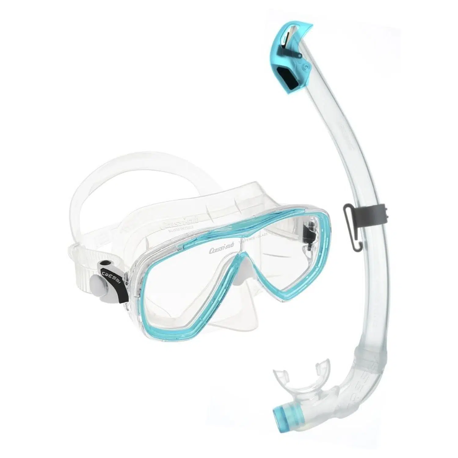 Cressi Estrella + Seal Dry Maske Şnorkel Seti - CLEAR-AQUAMARINE