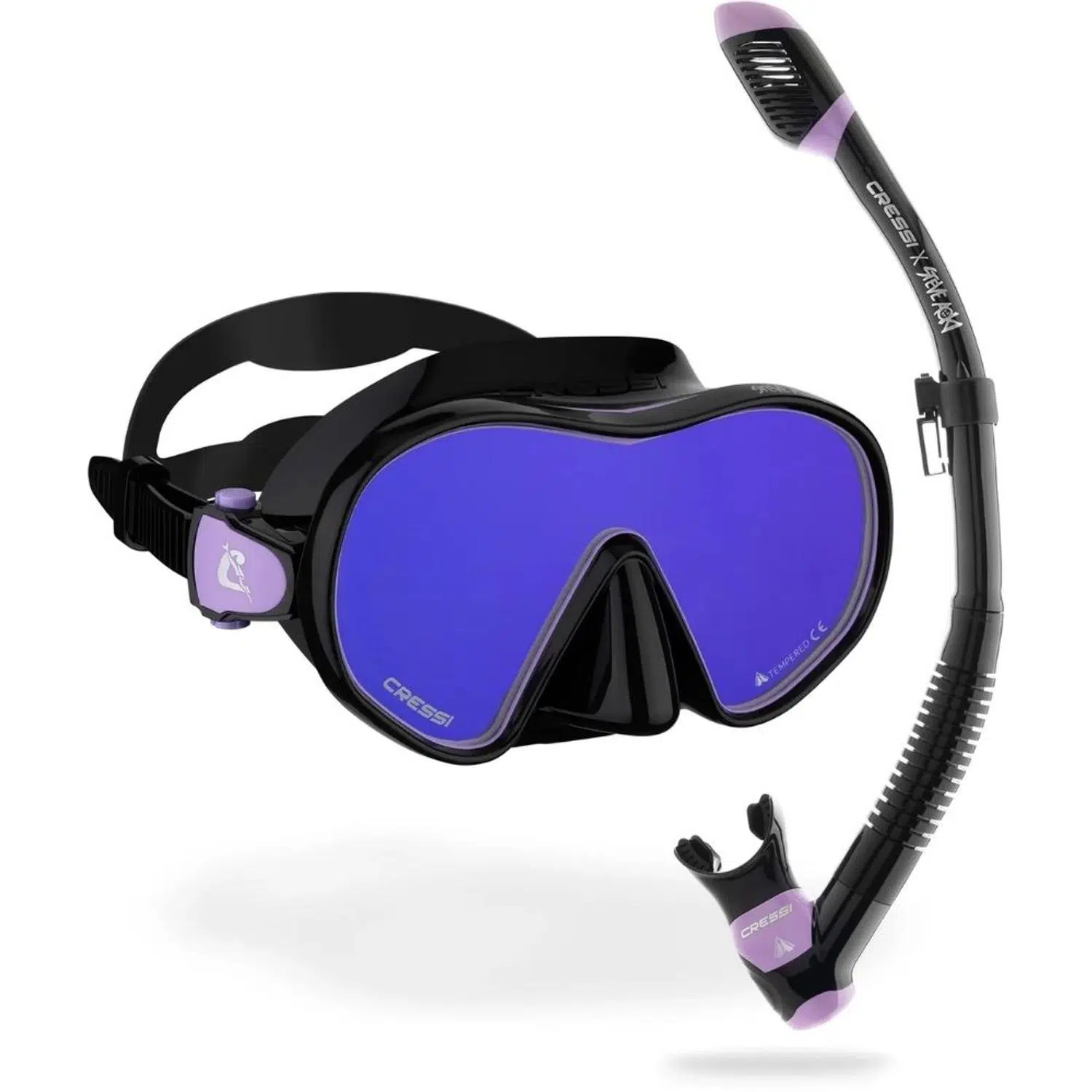 Cressi F-Dual Supernova Maske Şnorkel Seti - BLACK/LILAC