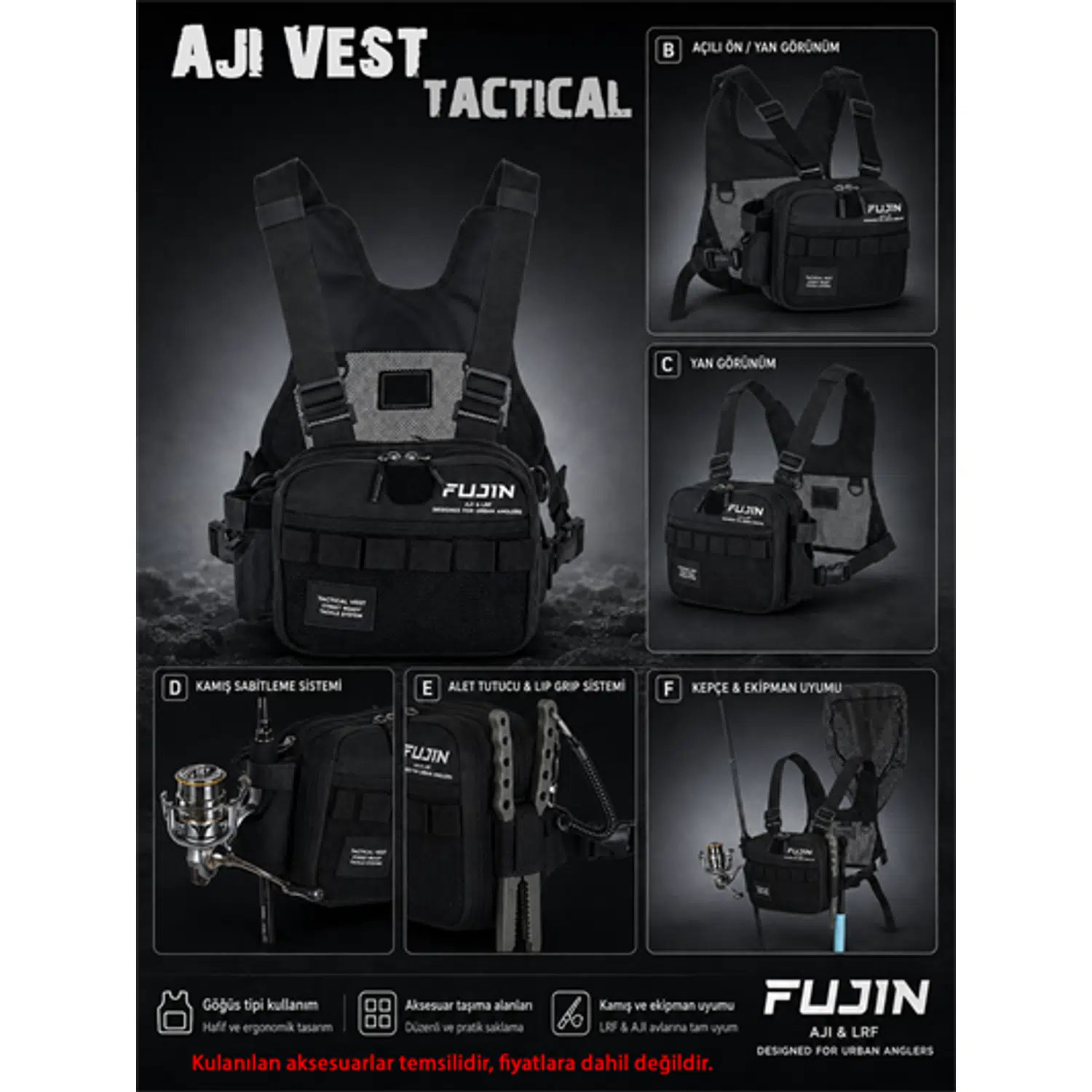Fujin Tactical Vest Black Balıkçı Çantası