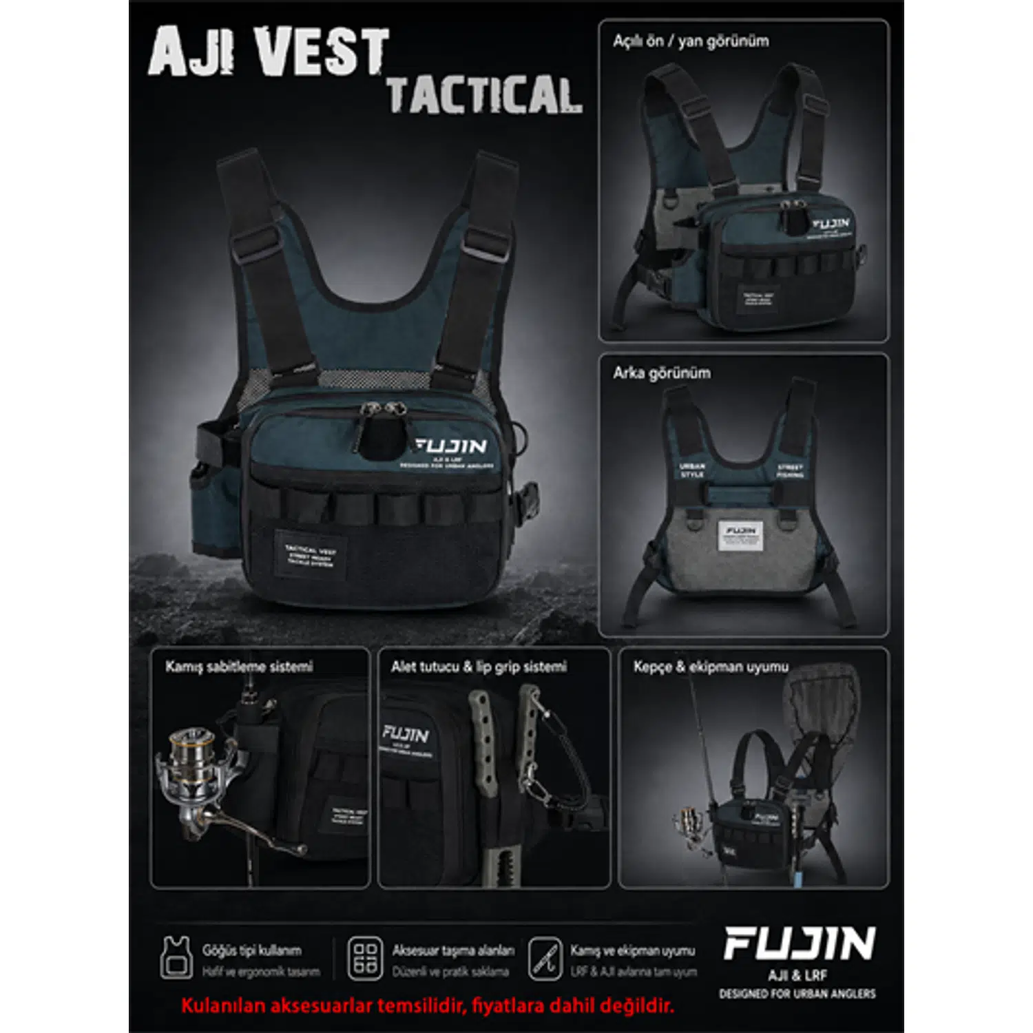 Fujin Tactical Vest Indigo Balıkçı Çantası