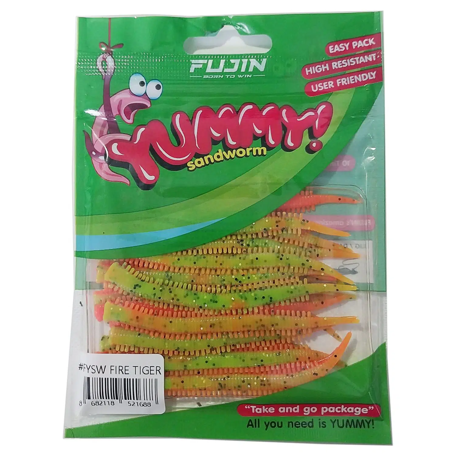Fujin Yummy Sandworm 7cm LRF Silikonu - UV Fire Tiger