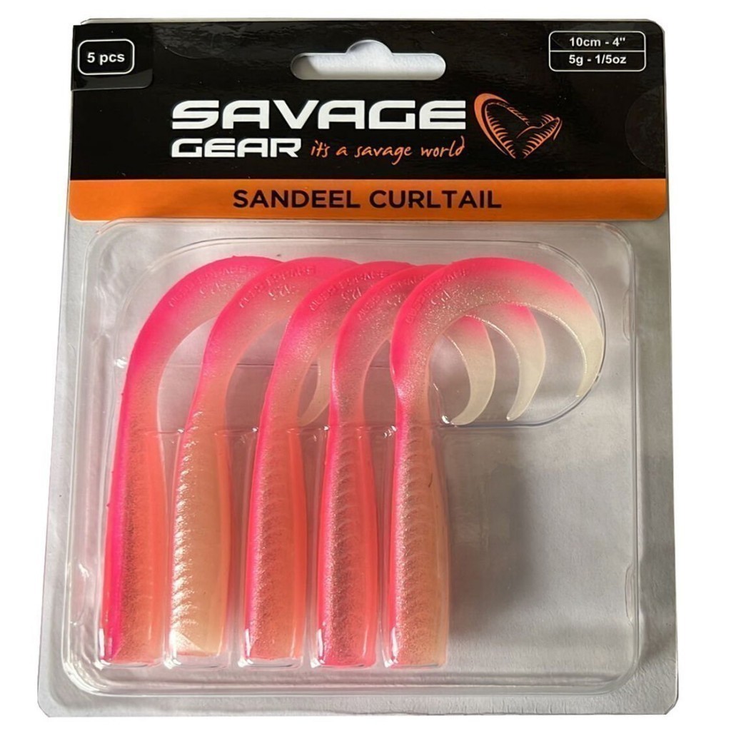 Savage Gear LB Sandeel Curltail 10cm Pink Glow Back 5 Adet Orak Kuyruk